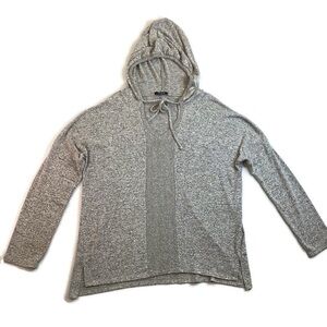 Grey Hooded Pullover Sweater by Zobha